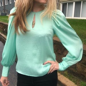 BCBGMAXAZRIA mint green long sleeve blouse